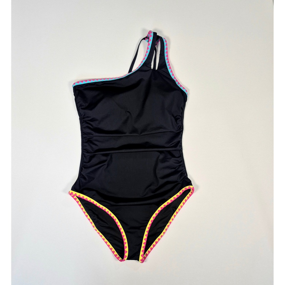 Holipick Black One Shoulder One Piece Swimsuit Tummy Control NWT Medium